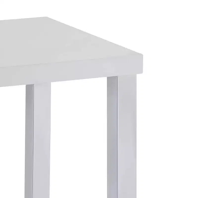 Table d'appoint 22" Blanc Brillant/Chrome - : Charme moderne, Aucun assemblage requis