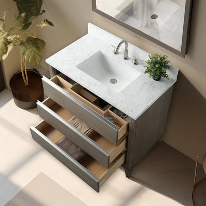 Meuble-lavabo Vanity Art avec évier en céramique et dessus en marbre reconstitué