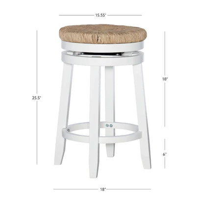 Tabouret de comptoir pivotant sans dossier Maya avec assise en jonc de mer