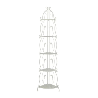 Étagère de Boulanger Pliable Haute à 5 Niveaux en Métal Décoratif pour Intérieur/Extérieur - Or ou Blanc - Roche River Decor