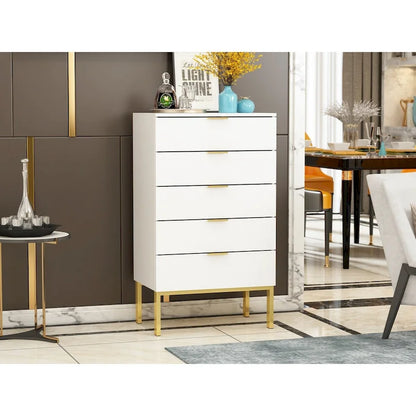 Commode de rangement à 5 tiroirs Table de chevet Meuble de rangement 60 cm L Blanc/Dos