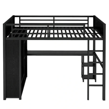 Lit mezzanine taille XL avec armoire intégrée