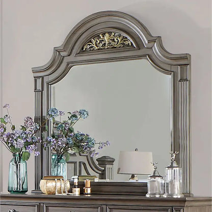 Commode traditionnelle à 9 tiroirs et miroir, 2 pièces