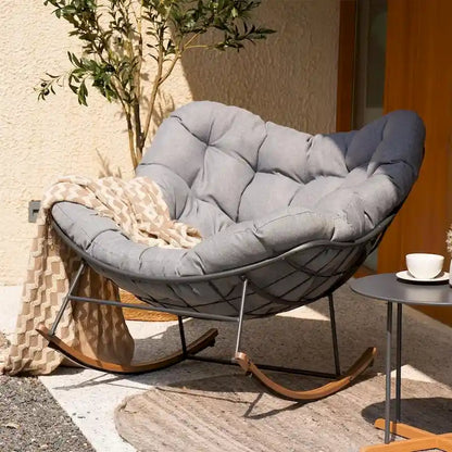 Fauteuil à bascule géant de patio, Chaise œuf Freestyle intérieure-extérieure avec coussin Rembourré Fauteuil de salon moderne pour jardin, cour arrière