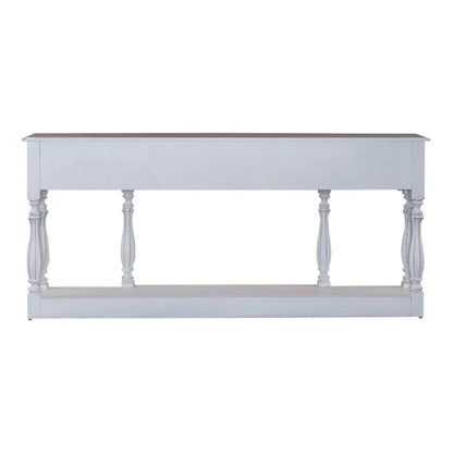 Console de hall 72 po blanc antique et écorce vieillie