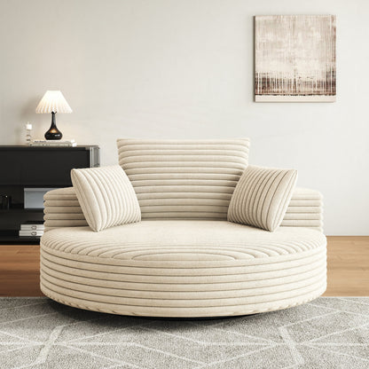 Fauteuil pivotant simple en velours côtelé et chenille avec rembourrage en mousse