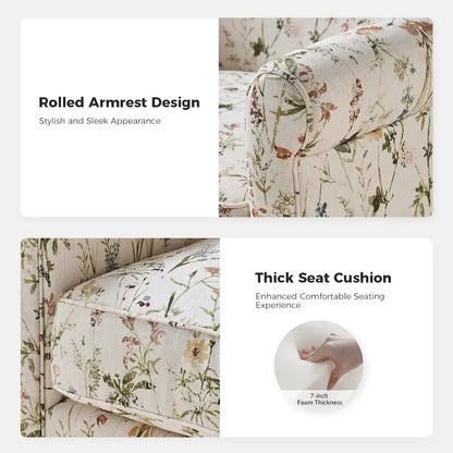 Fauteuil à bascule pivotant Georg en tissu confortable à motif floral avec accoudoirs arrondis par HULALA HOME