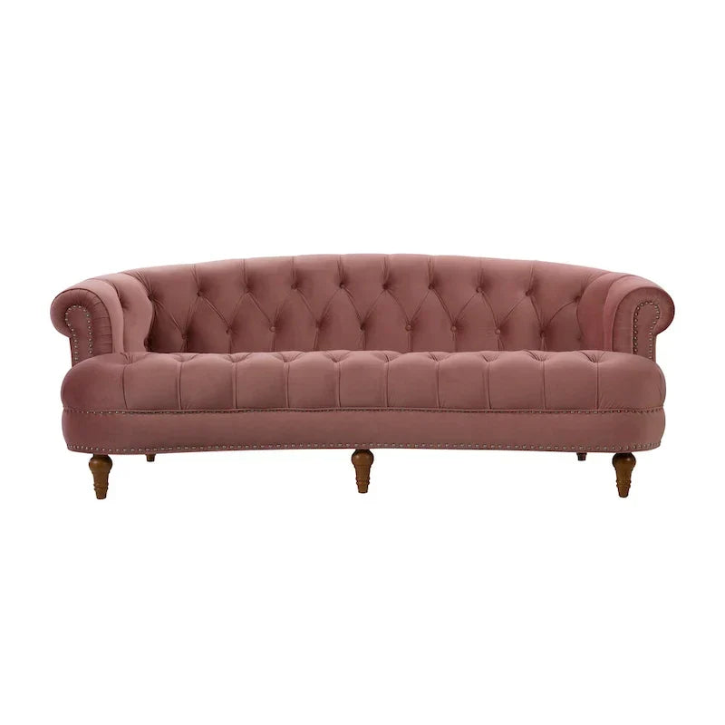 Canapé capitonné chesterfield La Rosa 84 en velours, style moderne du milieu du siècle