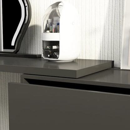 Commode pivotante 32,7H et bureau coiffeuse 6 tiroirs Blanc/Noir