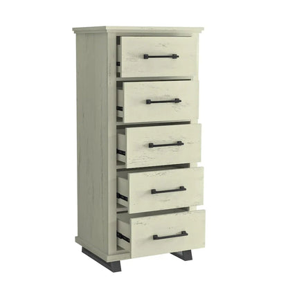 Ensemble de chambre à coucher 4 pièces Farmhouse - 2 tables de chevet, 1 commode et 1 chiffonnier