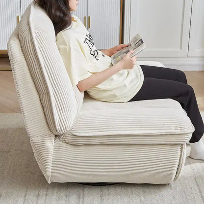 Fauteuil inclinable pivotant et coulissant en velours côtelé avec repose-pieds pour salon