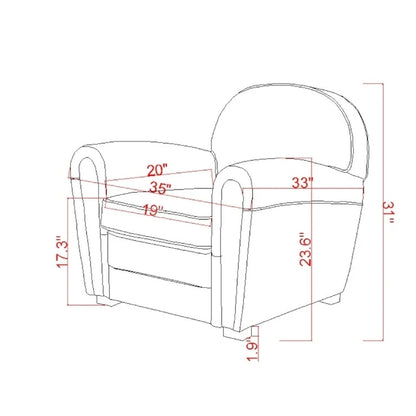Fauteuil Club Paris en Cuir Véritable Pasargad Home, Marron