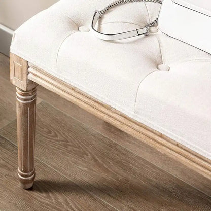 Banc de siège ottoman rectangulaire capitonné extra-long 48 po - Beige