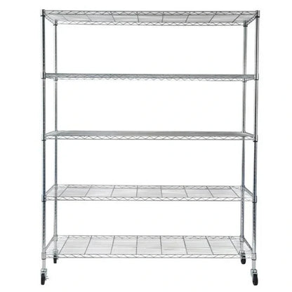 Étagère métallique à 5 niveaux avec roulettes - (59,06 x 17,72 x 70,87)