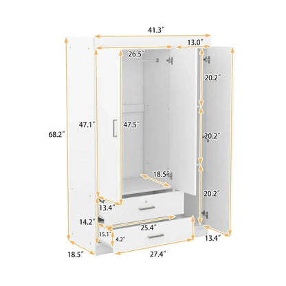 Armoire 3 portes avec 2 tiroirs