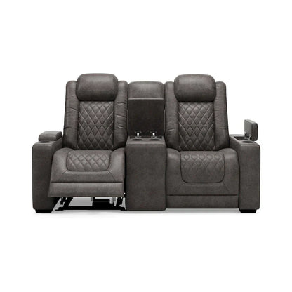 Signature Design by Ashley HyllMont – Causeuse inclinable électrique grise avec console – 71,75 po L x 39 po P x 44 po H