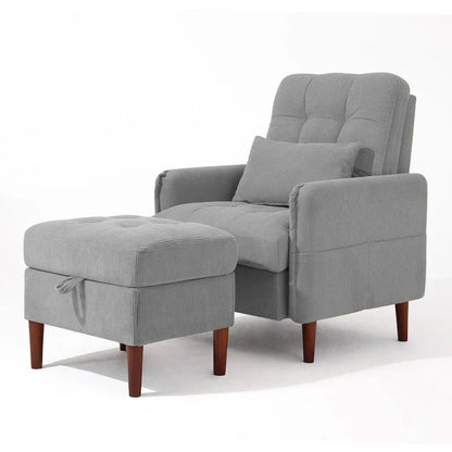 Fauteuil de salon moderne UIXE avec pouf de rangement et dossier réglable