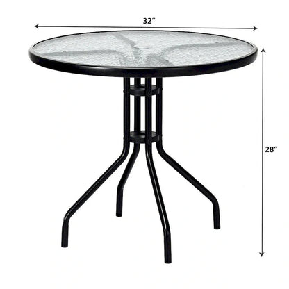 Table ronde de jardin Costway 32 avec plateau en verre trempé