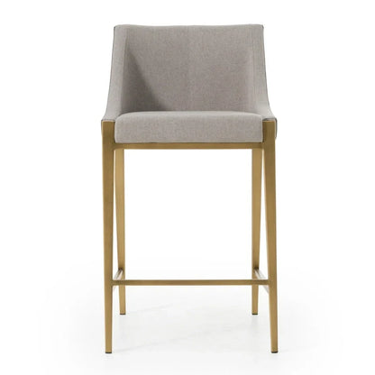 Tabouret de comptoir contemporain Modrest Fairview gris et laiton