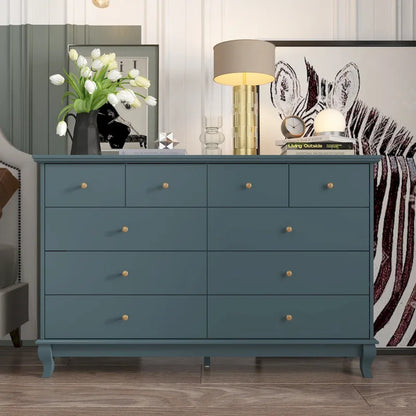 Commode laquée de 55,1 po, commode longue pour chambre à coucher