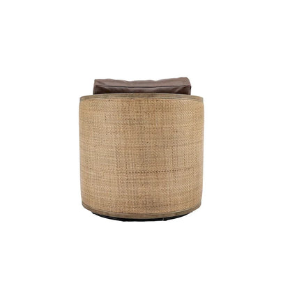 Fauteuil pivotant, fauteuil d'appoint rond confortable, fauteuil club pivotant à 360 degrés, fauteuil de loisirs avec cadre en rotin tressé