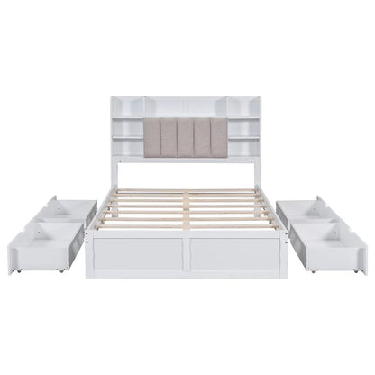 Cadre de lit avec 4 tiroirs de rangement portables sous le lit