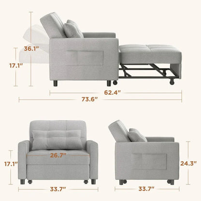 Canapé-lit convertible 3-en-1, Canapé-chaise dépliable, Lit pliant convertible pour salon