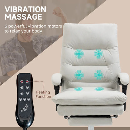 Fauteuil de bureau massant, chauffant et inclinable en microfibre Vinsetto avec vibrations