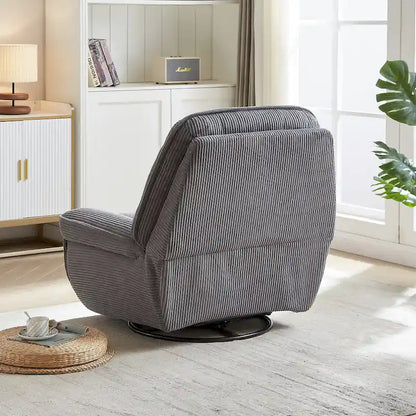 Fauteuil inclinable pivotant et coulissant en velours côtelé avec repose-pieds pour salon