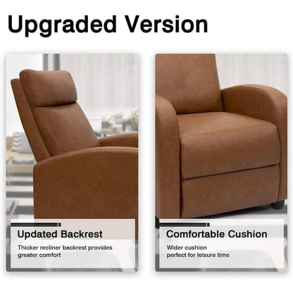Fauteuil inclinable à dossier basculant en similicuir, marron / noir / gris / kaki / rouge / beige, simple