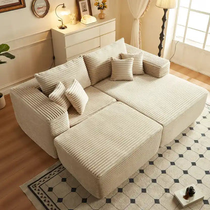 HOOOWOOO Canapé d'angle moderne en peluche avec pouf amovible