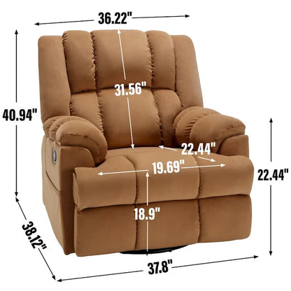 Fauteuil Inclinable Pivotant à Bascule Lazy Boy, Grand Fauteuil Inclinable Manuel Rembourré avec Accoudoirs et Dossier Capitonnés