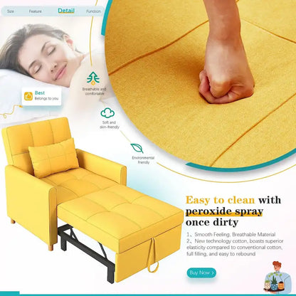 AECOJOY Fauteuil Convertible 3-en-1 avec Oreiller et Dossier Réglable
