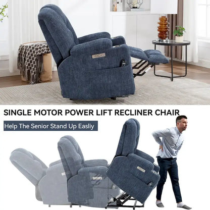 Fauteuil inclinable Power Lift avec massage et chaleur, fauteuils inclinables larges et rembourrés Lazy Boy avec ports USB, Type C et 2 porte-gobelets en acier