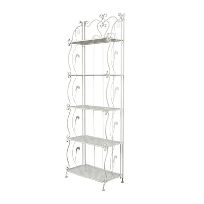 Étagère de Boulanger Pliable Haute à 5 Niveaux en Métal Décoratif pour Intérieur/Extérieur - Or ou Blanc - Roche River Decor