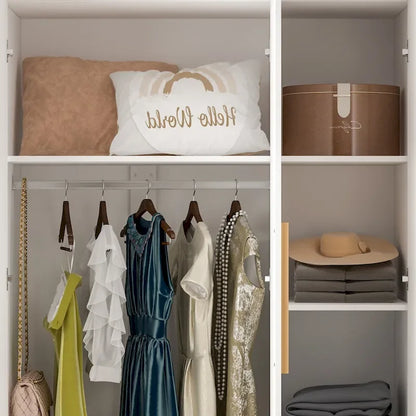 Armoire de rangement en bois avec 6 cubes de rangement et tringle à vêtements
