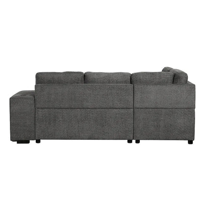 Canapé d'angle convertible avec pouf de rangement, canapé-lit pour salon