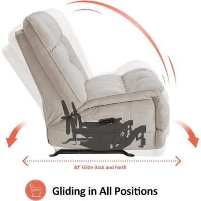 MCombo Fauteuil inclinable électrique sans accoudoirs surdimensionné à double moteur, inclinable Zeroarms parfait pour le salon en tissu PR607