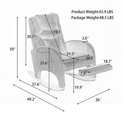 Fauteuil à bascule de puériculture ergonomique en tissu avec repose-pieds réglable