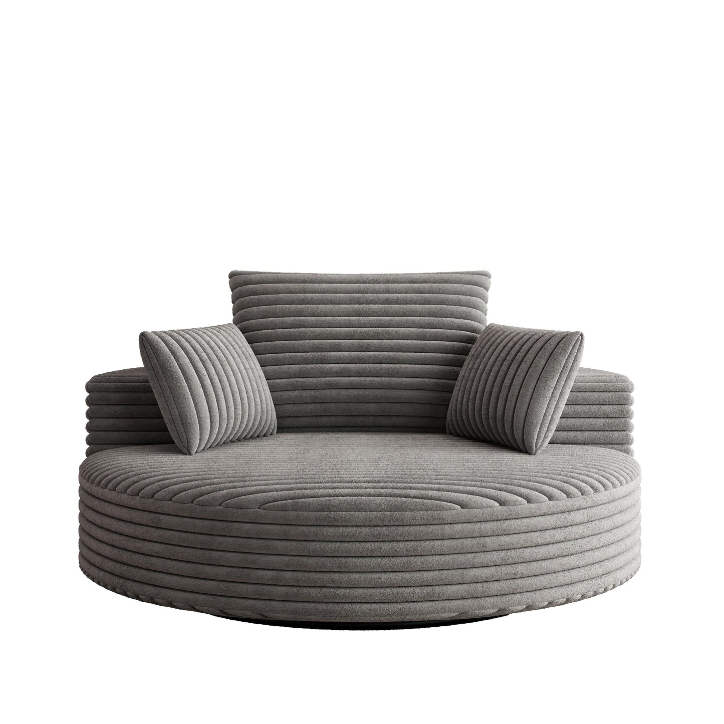 Fauteuil pivotant simple en velours côtelé et chenille avec rembourrage en mousse