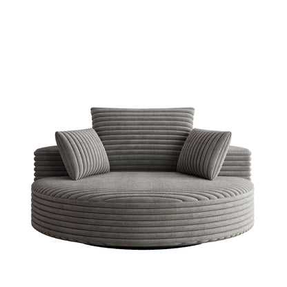 Fauteuil pivotant simple en velours côtelé et chenille avec rembourrage en mousse