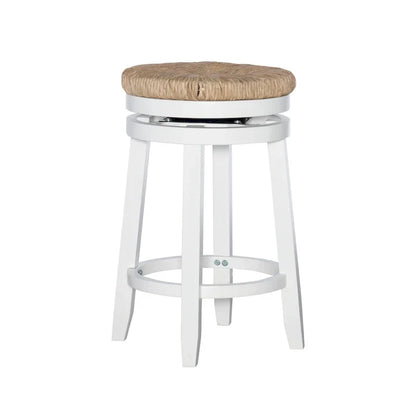 Tabouret de comptoir pivotant sans dossier Maya avec assise en jonc de mer