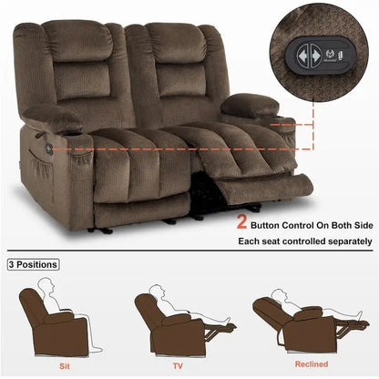 Causeuse inclinable électrique MCombo avec fonction chauffage et massage, en tissu PR648
