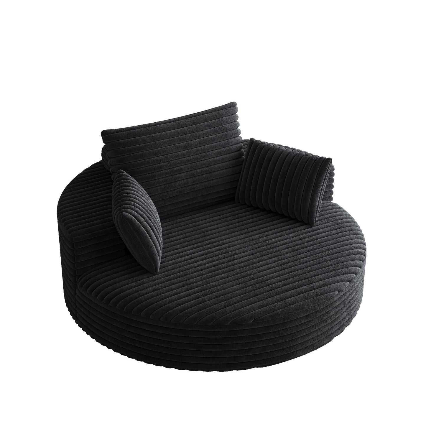 Fauteuil pivotant simple en velours côtelé et chenille avec rembourrage en mousse