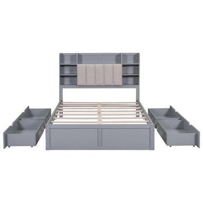 Cadre de lit avec 4 tiroirs de rangement portables sous le lit