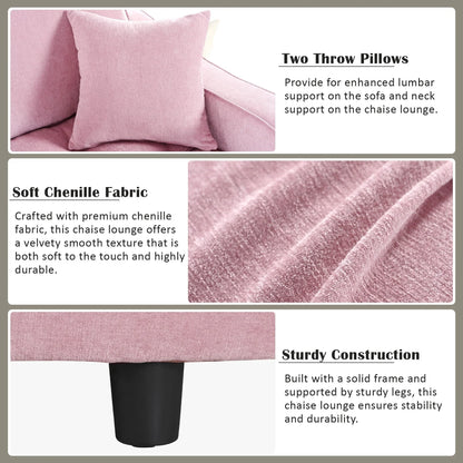 Canapé-lit Chenille avec dossier touffeté et 2 oreillers détachables pour le salon