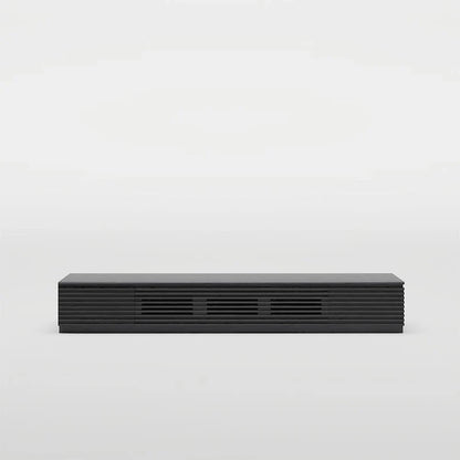Meuble TV minimaliste avec tiroirsConsole multimédia en bois massif avec placards, porte abattante, placage noyer, entièrement assemblé