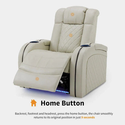 Fauteuil inclinable électrique MCombo avec appuie-tête réglable, siège de cinéma maison à deux moteurs avec port USB, cuir respirant HTS411