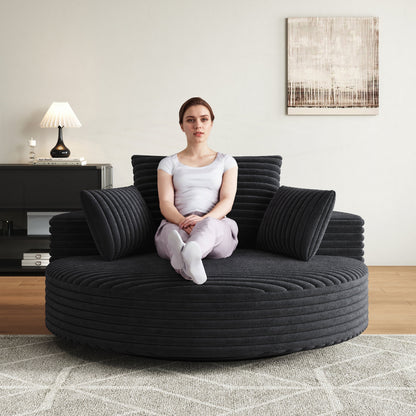 Fauteuil pivotant simple en velours côtelé et chenille avec rembourrage en mousse