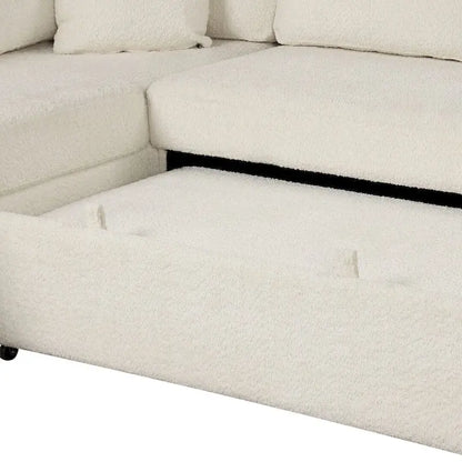 Canapé d'angle convertible avec pouf de rangement, canapé-lit pour salon